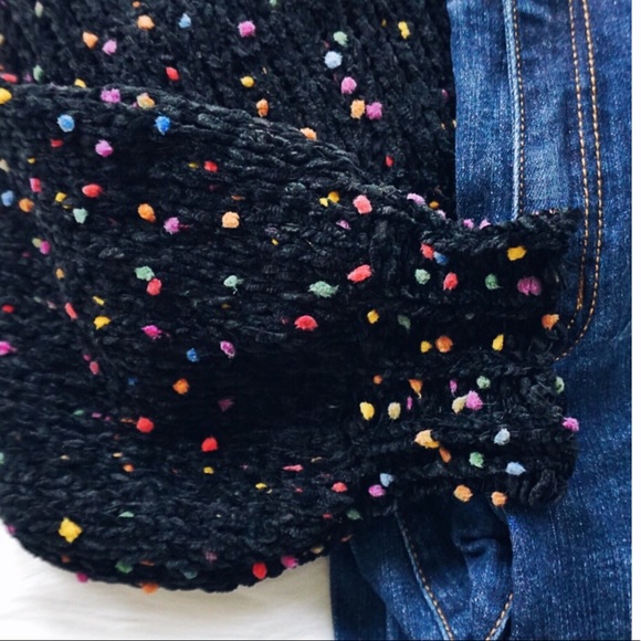 Chenille Confetti Black Turtleneck Sweater - Picture 5 of 7